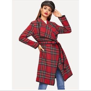 NEW Tartan Plaid Wool Coat - Christmas Red